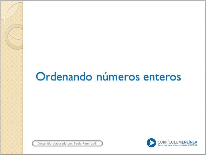 Números enteros y recta numérica Números enteros y recta numérica