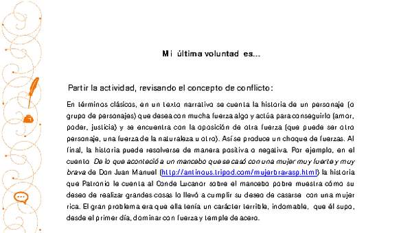 Orientación pedagógica: Mi última voluntad es Orientación pedagógica: Mi última voluntad es