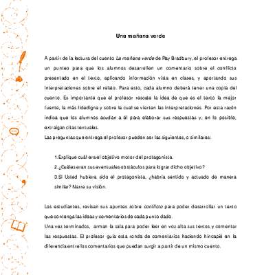 Orientación pedagógica: Una mañana verde Orientación pedagógica: Una mañana verde