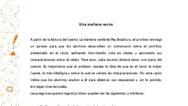 Orientación pedagógica: Una mañana verde Orientación pedagógica: Una mañana verde