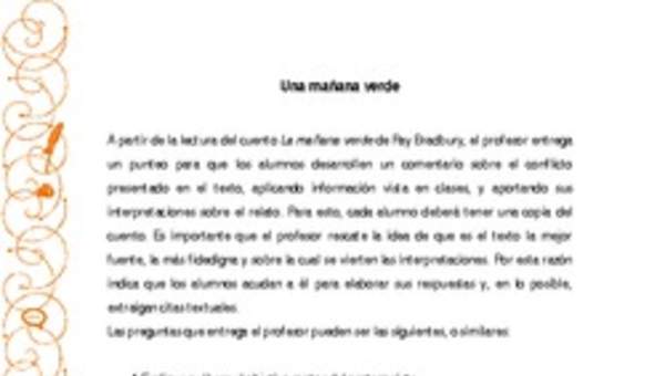 Orientación pedagógica: Una mañana verde Orientación pedagógica: Una mañana verde