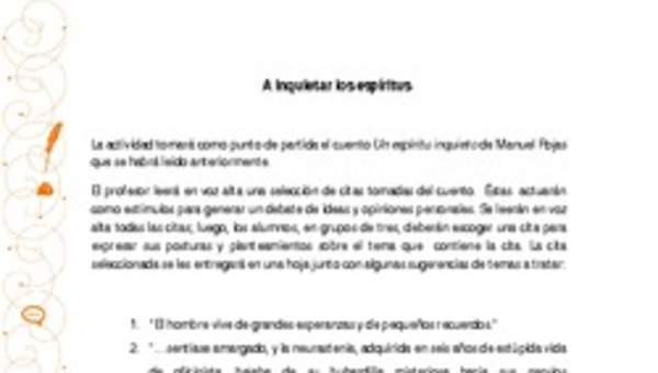 Orientación pedagógica: A inquietar los espíritus Orientación pedagógica: A inquietar los espíritus