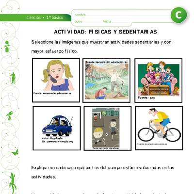 Actividades sedentarias y físicas Actividades sedentarias y físicas