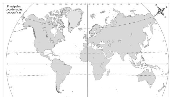 Mapa del mundo con las coordenadas geográficas mudo Mapa del mundo con las coordenadas geográficas mudo