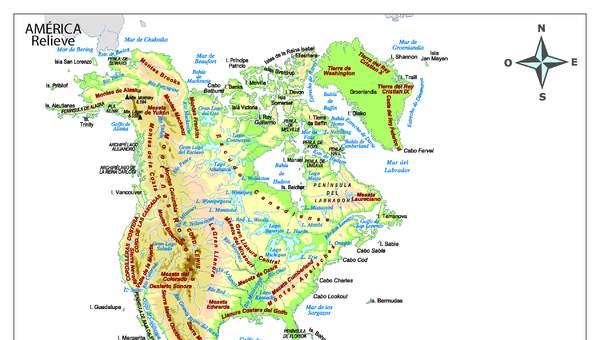 Mapa físico de América Mapa físico de América