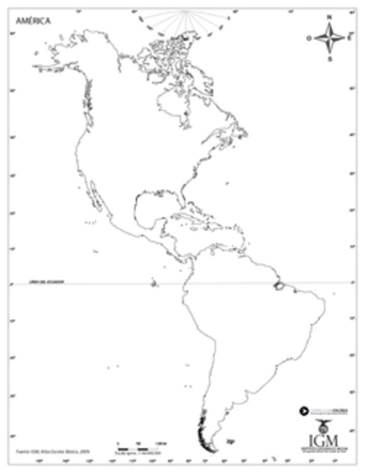 Mapa de América mudo Mapa de América mudo