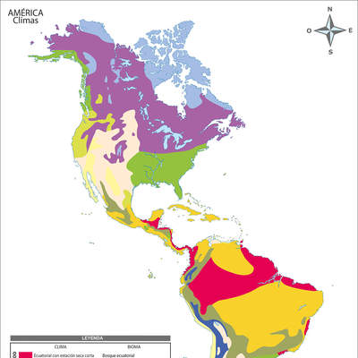 Mapa con los climas de América a color Mapa con los climas de América a color