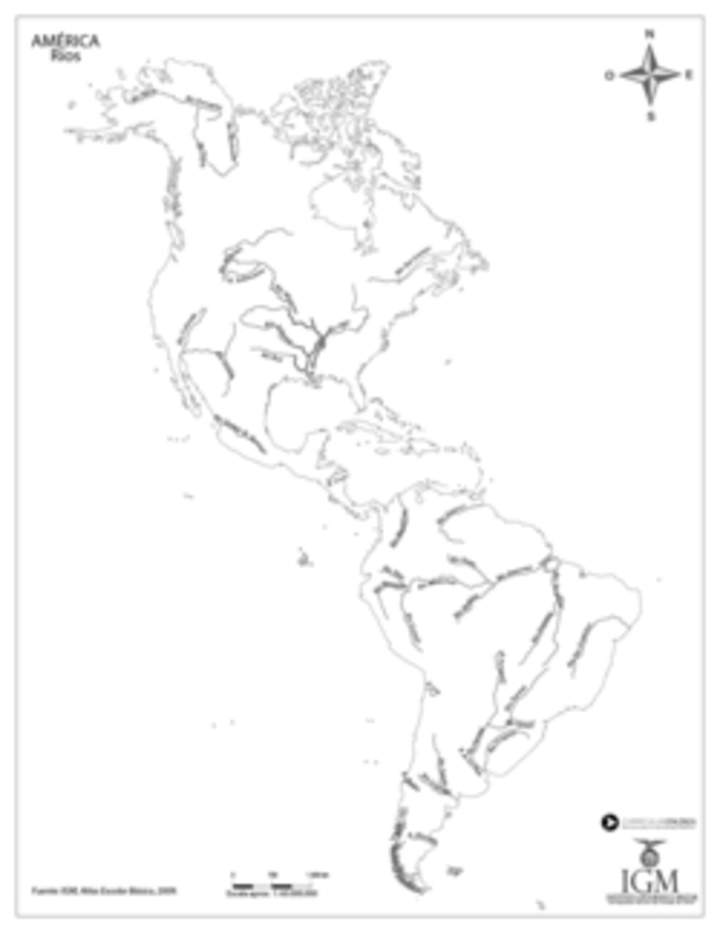 Mapa de América con los principales ríos Mapa de América con los principales ríos