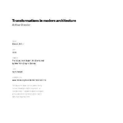 Transformations in modern architecture