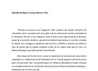 Filosofía del Dinero