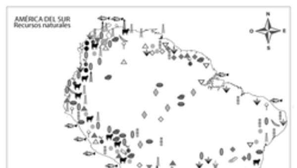 Mapa con los recursos naturales de América Mapa con los recursos naturales de América