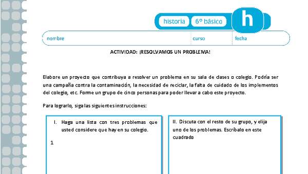Actividad de elaboración de proyecto para resolver un problema Actividad de elaboración de proyecto para resolver un problema