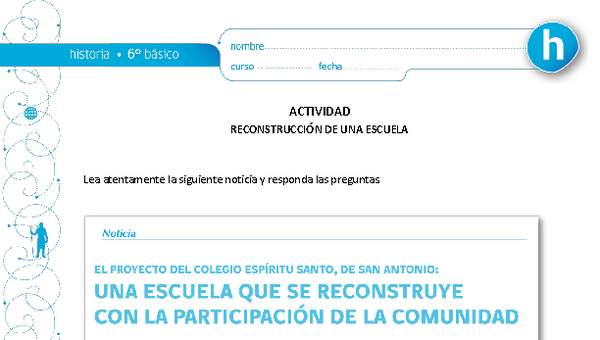 Actividad sobre la reconstrucción de una escuela Actividad sobre la reconstrucción de una escuela