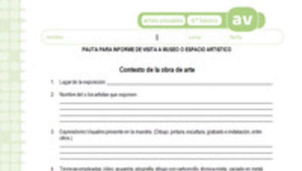 Pauta para informe de visita a museo o espacio artistico Pauta para informe de visita a museo o espacio artistico