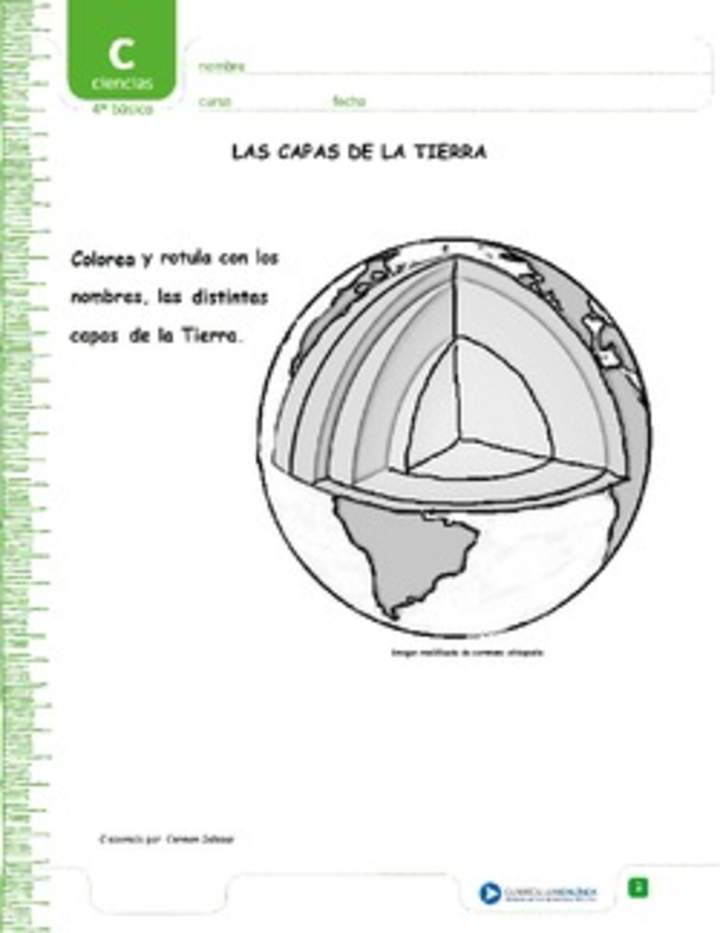 Colorea las capas de la tierra Colorea las capas de la tierra