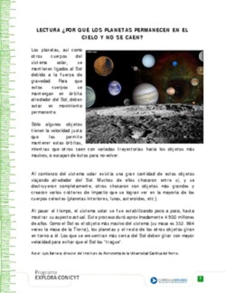 ¿Por qué los planetas permanecen en el cielo y no se caen II? ¿Por qué los planetas permanecen en el cielo y no se caen II?