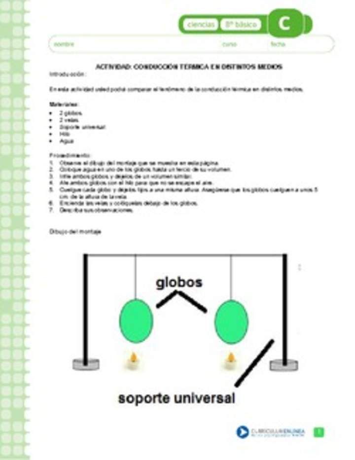 Conducción térmica en distintos medios Conducción térmica en distintos medios