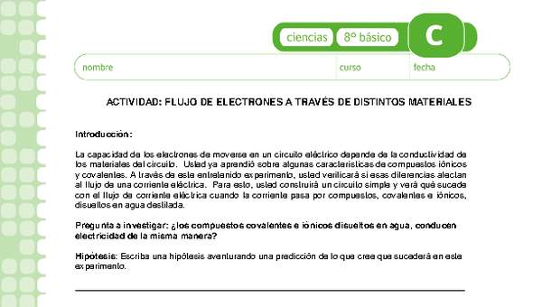 Flujo de electrones a través de distintos materiales Flujo de electrones a través de distintos materiales