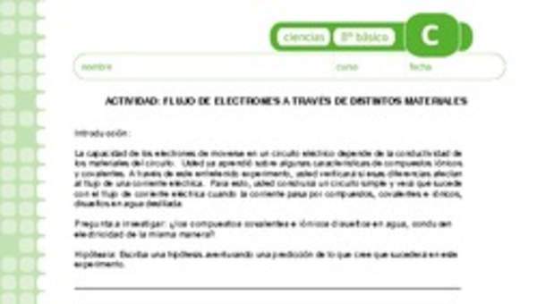 Flujo de electrones a través de distintos materiales Flujo de electrones a través de distintos materiales