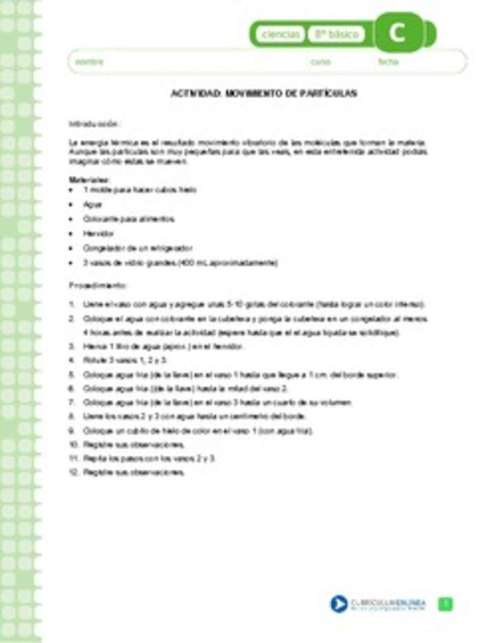 Movimiento de partículas Movimiento de partículas