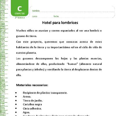 Hotel para lombrices Hotel para lombrices