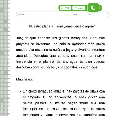 Nuestro planeta Tierra ¿mas tierra o agua Nuestro planeta Tierra ¿mas tierra o agua