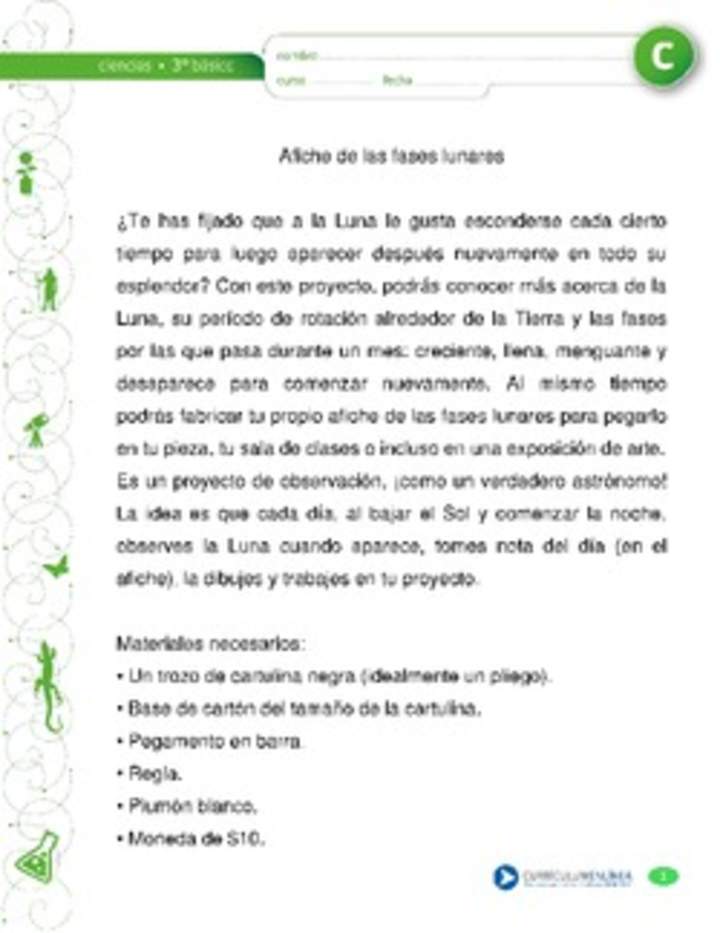 Afiche de las fases lunares Afiche de las fases lunares