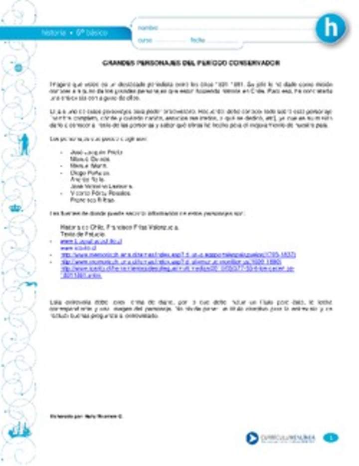 Grandes personajes de periodo conservador Grandes personajes de periodo conservador