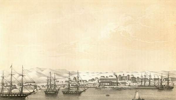 Puerto de Caldera en 1850 Puerto de Caldera en 1850