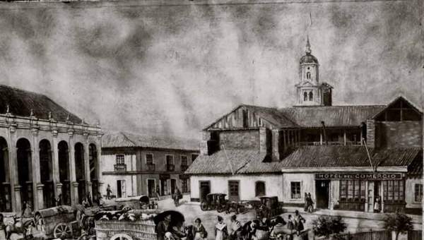 Plaza de Armas de Santiago en el siglo XIX Plaza de Armas de Santiago en el siglo XIX