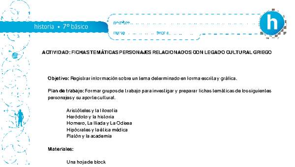 Fichas temáticas personajes relacionados con el legado cultural Fichas temáticas personajes relacionados con el legado cultural