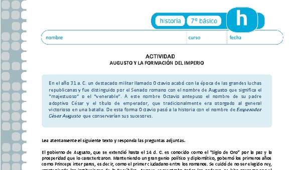 Augusto y la formación del Imperio Augusto y la formación del Imperio