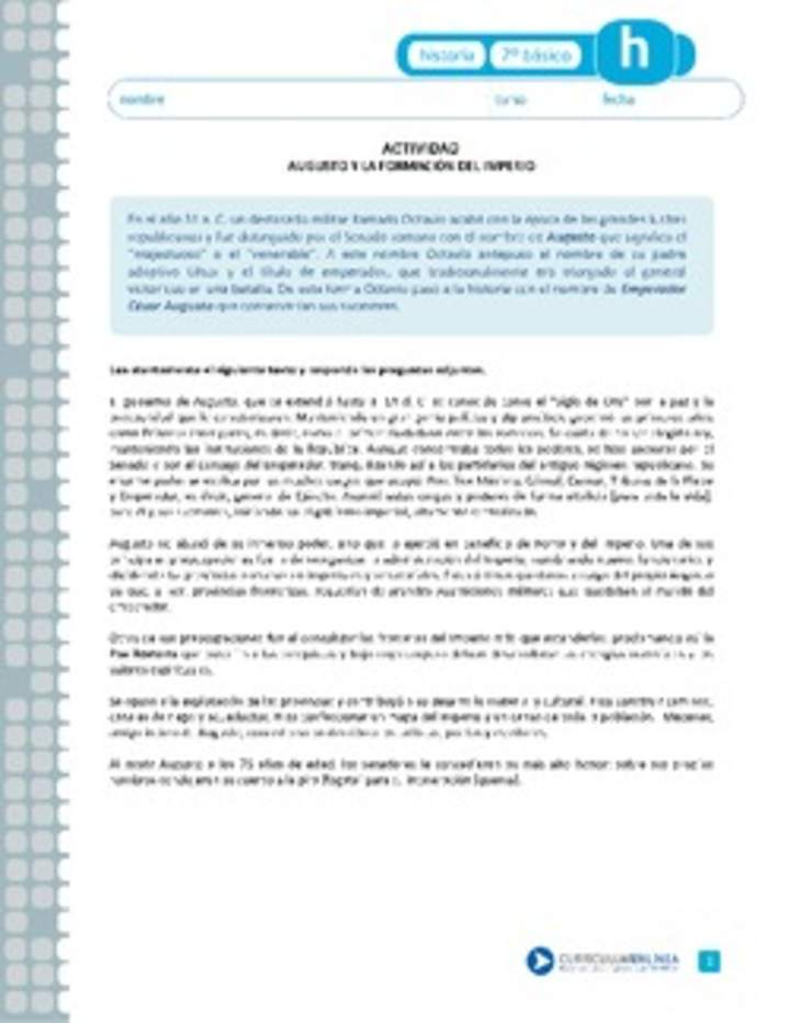 Augusto y la formación del Imperio Augusto y la formación del Imperio