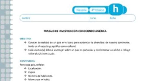 Trabajo de investigación "Conociendo América" Trabajo de investigación "Conociendo América"