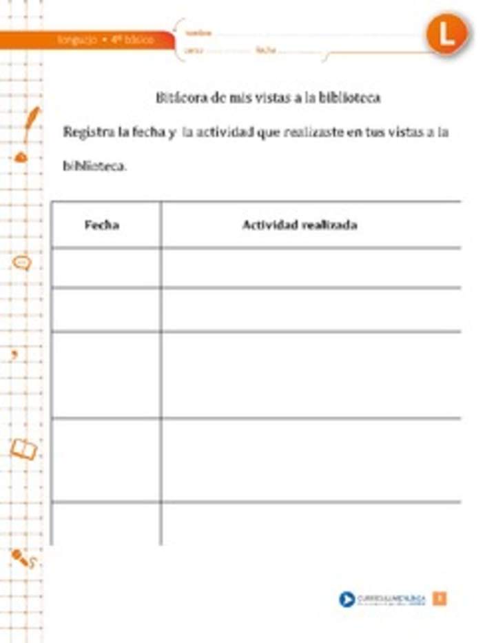 Bitácora de mis visitas a la biblioteca Bitácora de mis visitas a la biblioteca