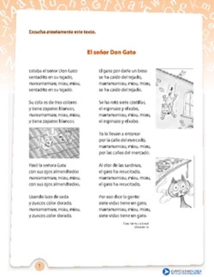 Comprensión Don gato Comprensión Don gato