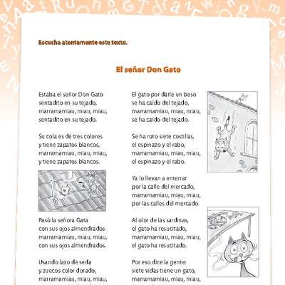 Comprensión y vocabulario El señor Don Gato Comprensión y vocabulario El señor Don Gato