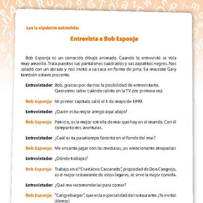 Entrevista Bob Esponja Entrevista Bob Esponja