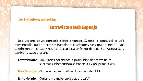 Entrevista Bob Esponja Entrevista Bob Esponja
