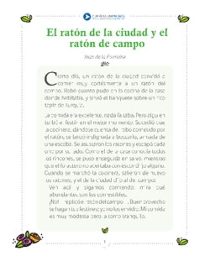 El ratón de ciudad y el ratón de campo El ratón de ciudad y el ratón de campo