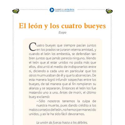 El León y los cuatro bueyes El León y los cuatro bueyes