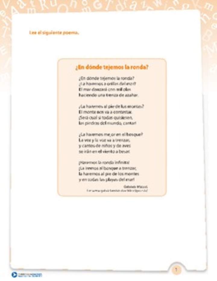 Poema ¿En dónde tejemos la ronda? Poema ¿En dónde tejemos la ronda?
