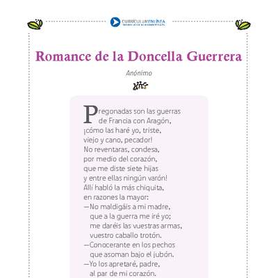 Romance de la doncella guerrera Romance de la doncella guerrera