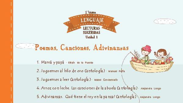 Lecturas sugeridas para la unidad 1: poemas, canciones y adivinanzas Lecturas sugeridas para la unidad 1: poemas, canciones y adivinanzas