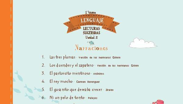 Lecturas sugeridas para la unidad 2: narraciones Lecturas sugeridas para la unidad 2: narraciones