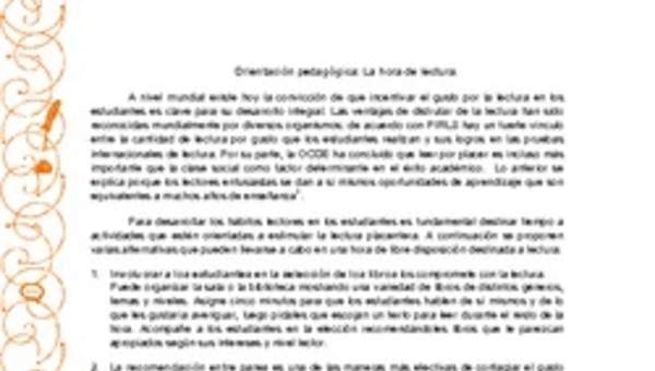Orientación pedagógica: La hora de lectura