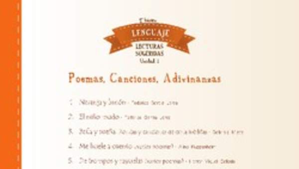 Lecturas sugeridas para la unidad 1: poemas, canciones y adivinanzas Lecturas sugeridas para la unidad 1: poemas, canciones y adivinanzas