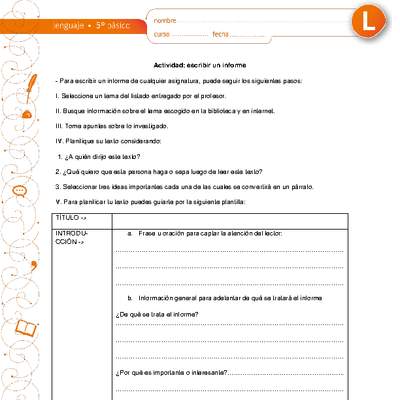 Escribir un informe Escribir un informe