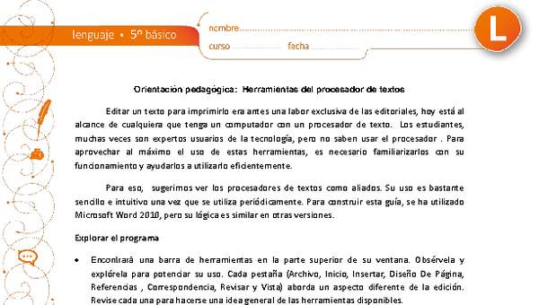 Herramientas del procesador de textos