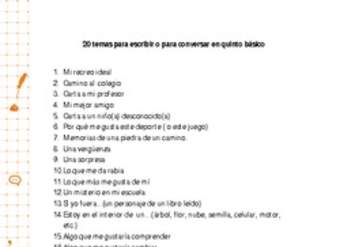 Temas para escribir o conversar Temas para escribir o conversar